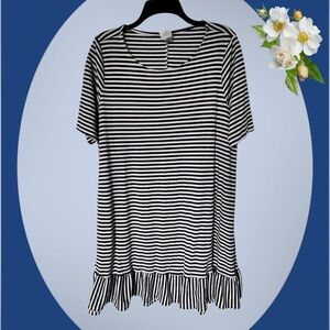 Striped Sailor Tunic Dress Size XXL Navy White Gold Shimmer Cruise Agnes & Dora